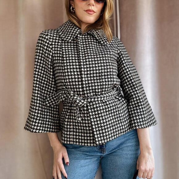 Brown and white houndstooth jacket - Picture 1 of 4